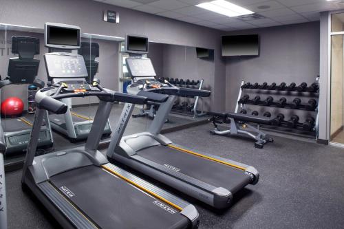 a gym with treadmills and cardio machines in it at Fairfield Inn & Suites by Marriott Detroit Canton in Canton