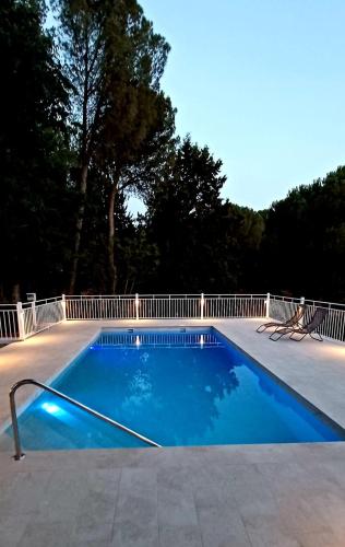 a swimming pool on top of a patio at Viña Concepción in Andújar