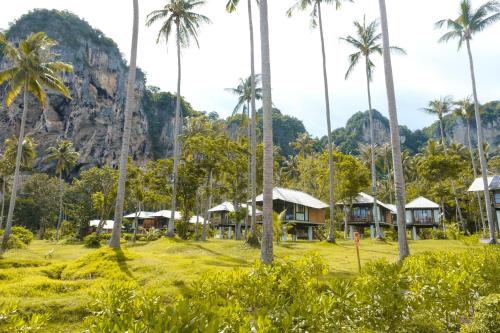 a row of houses in a field with palm trees at Tinidee Hideaway Tonsai Beach Krabi - SHA Extra Plus in Tonsai Beach