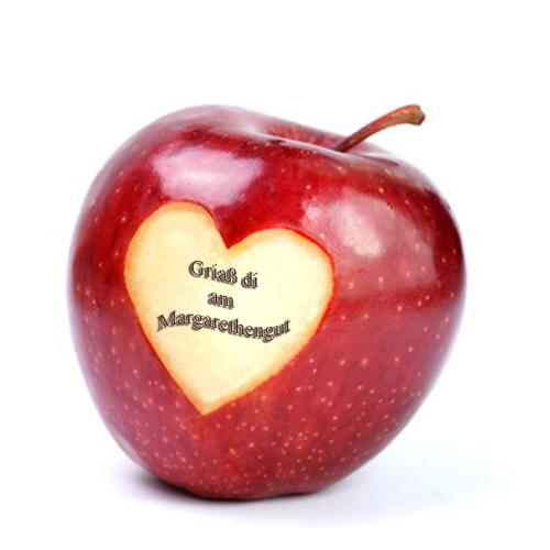 an apple with a heart written on it at Ferienhof Margarethengut in Unterach am Attersee