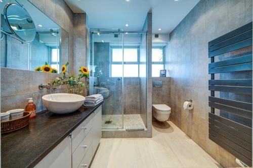 bagno con lavandino, doccia e servizi igienici di SUNNY a Villeneuve-Loubet