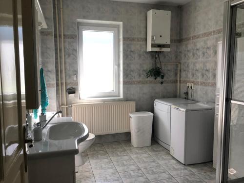 Koupelna v ubytování Balatoni Family House