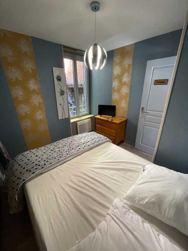 מיטה או מיטות בחדר ב-Le Martin pêcheur, Appartement proche hyper centre