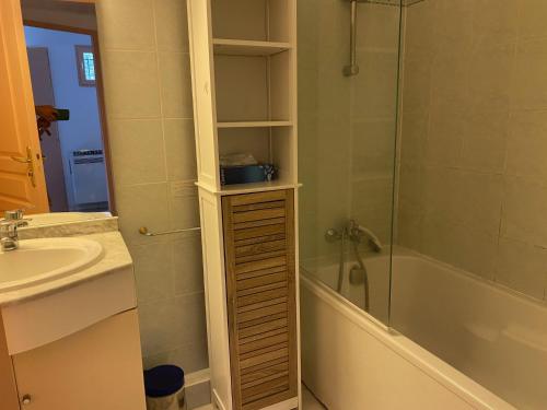a bathroom with a shower and a sink and a tub at Maison de Vancances à louer Alpes Maritimes in Mouans-Sartoux