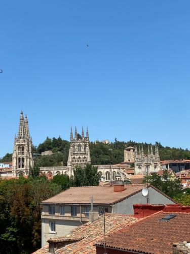 widok na miasto z budynkami w tle w obiekcie Grand Plaza Vega w mieście Burgos