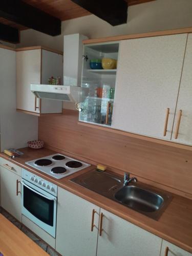 Kjøkken eller kjøkkenkrok på Pocitniska hisa na Pohorju