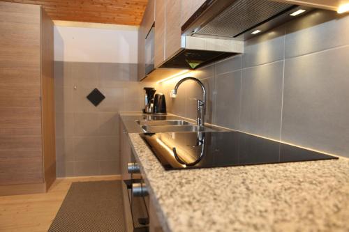 a kitchen with a sink and a counter at Isakssons Cottage 6 in Föglö