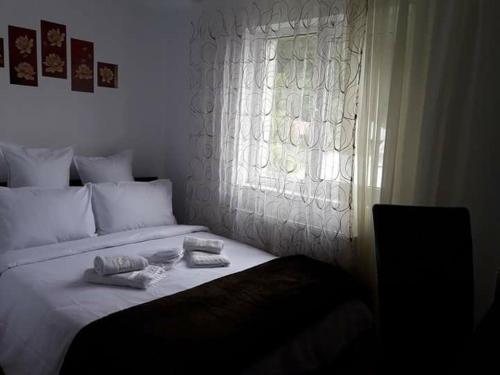 Una cama o camas en una habitación de Pensiunea Aurelia