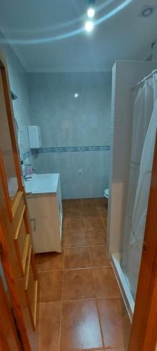 a bathroom with a sink and a toilet in a room at Laura y Mauro in Villanueva del Fresno