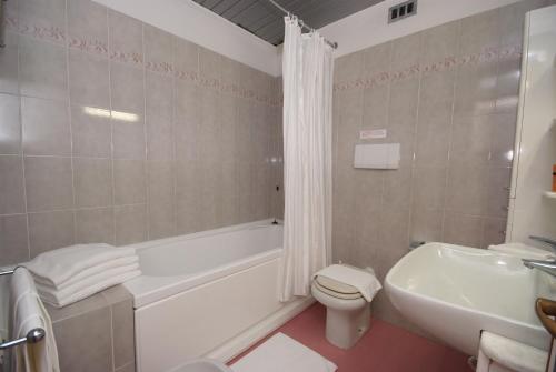 La salle de bains est pourvue d'une baignoire, de toilettes et d'un lavabo. dans l'établissement Residence Elite, à Marina di Campo