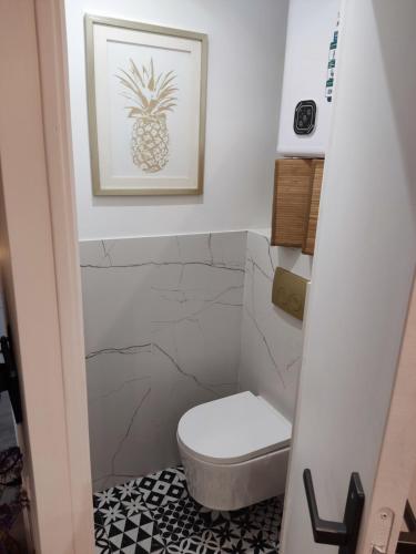Vonios kambarys apgyvendinimo įstaigoje Superbe appartement avec jacuzzi avec jardin privé