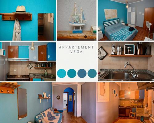 a collage of photos of a kitchen and a house at Eco Hostel VELA VEGA in Butera
