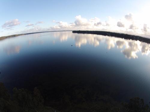 an aerial view of a large body of water at Dungowan Holiday Accommodation in Erowal Bay