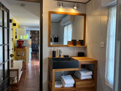 Dapur atau dapur kecil di Studio GîTE COSY sur Jardin