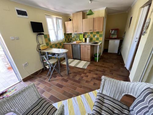 a kitchen with a couch and a table in a room at Apartmani Axa in Rukavac