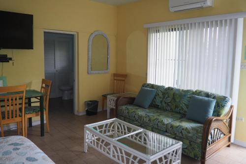 a living room filled with furniture and a couch at The Green Iguana Hotel in Charlotte Amalie