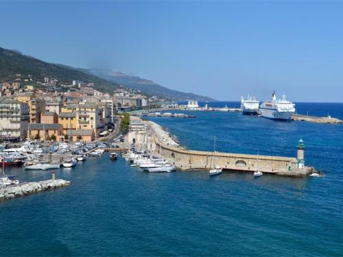 a group of boats are docked in a harbor at Ernella in Bastia