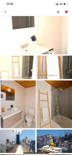 a collage of different pictures of a bathroom at CELLARS CENTER HOUSE in Vila Nova de Gaia