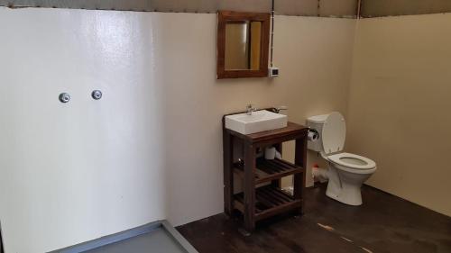 a bathroom with a sink and a toilet at Underwater Explorer in Ponta do Ouro