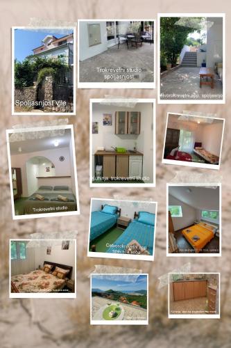 a collage of pictures of different rooms at Vila Alexandria in Markovići