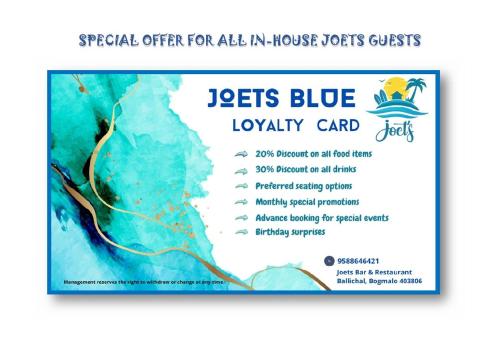 a flyer for aols blue loyalty card at Joets Guesthouse in Bogmolo