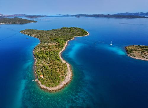 an island in the ocean with blue water at Villa Nai 3.3 in Žman