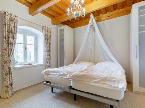 a bedroom with a bed with a mosquito net at Holiday Home Frilo by Interhome in Šonov