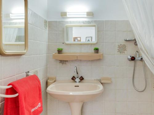 une salle de bain avec un lavabo et un miroir dans l'établissement Studio Le Byblos by Interhome, à Saint Cyprien Plage