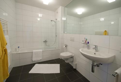 ブラントにあるAbina Appartements de Luxeのバスルーム(洗面台、トイレ、バスタブ付)