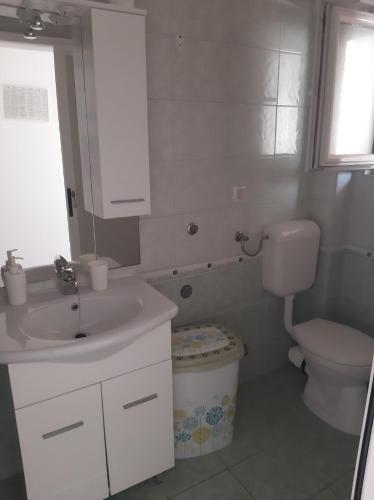 a bathroom with a sink and a toilet at Apartments Pehar in Zaostrog