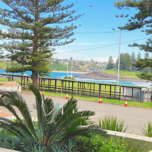 a park with trees and a lake in the background at Oceanview Kiama Luxury Holiday Accommodation in Kiama