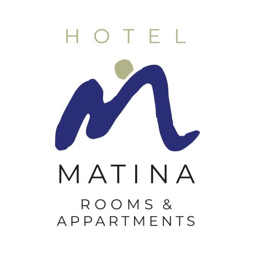 a logo for amnina rooms and apartments at Hotel Matina in Iraion
