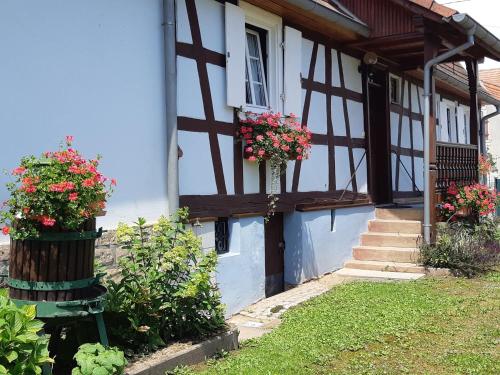 une maison avec des fleurs sur son côté dans l'établissement Cosy holiday home in Schleithal with garden, à Schleithal