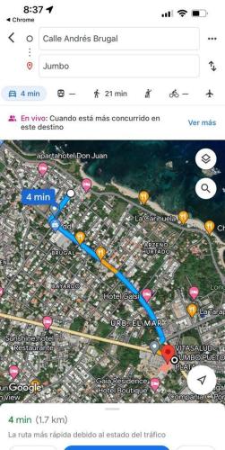 a map of a city with colored circles on it at Paramount 3-Bedroom Apartment with Parking in San Felipe de Puerto Plata
