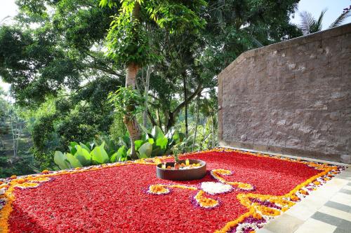a large pile of flowers on the ground at Bucu View Resort in Ubud