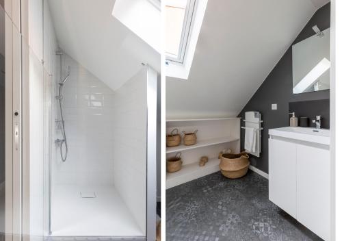 een badkamer met een douche en een wastafel bij Travel Homes - The Parc, facing the Champ de Mars in Colmar