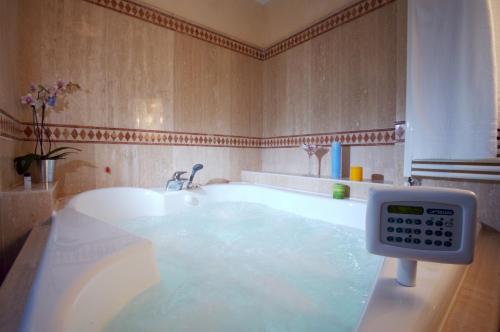 una bañera llena de agua con un termómetro. en Hotel Boracay en Alba Adriatica