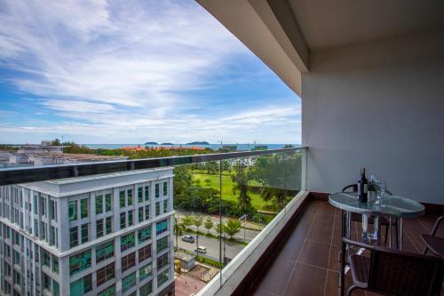 a balcony with a view of a building at AJ Suites @ Loft Imago KK in Kota Kinabalu