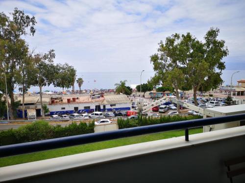 a view from a balcony of a parking lot at Frente al Mar EL PALO in Málaga