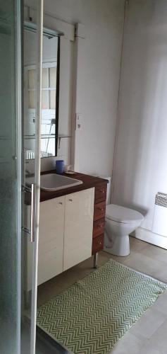 a bathroom with a sink and a toilet at ML83 in Sanary-sur-Mer