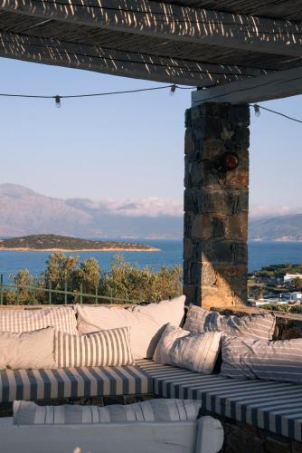 a view of the ocean from the patio of a house at Villa Aiolos: above the sea, within Agios Nikolaos in Agios Nikolaos