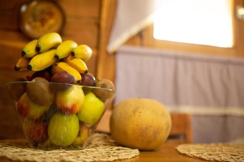 a bowl of fruit sitting on top of a table at Brvnara Mila Vila in Pranjani