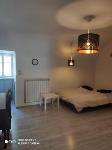 Ένα ή περισσότερα κρεβάτια σε δωμάτιο στο Apartament nad Dunajem