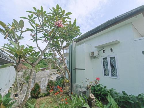 a small tree in front of a white house at Pigeon House Nusa Dua in Nusa Dua