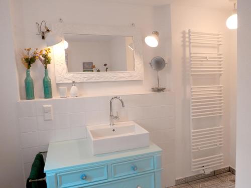 a bathroom with a sink and a mirror at Casa del Mexikana in Kerpen