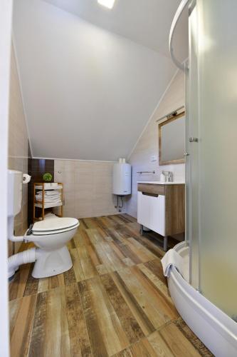a bathroom with a toilet and a sink at Apartman Doris in Rakovica