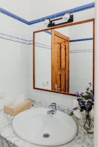 a bathroom with a sink and a mirror at El Acebo in Infiesto