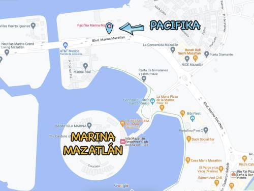 a map of marina margarita margaritas at Habitación hotelera a 2min de playa by G P S rentas in Mazatlán