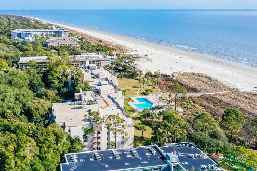 an aerial view of a beach and the ocean at Ocean One in Hilton Head Island
