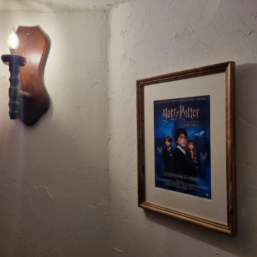a picture of a movie hanging on a wall at La cabane des sorciers in Liévin